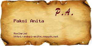 Paksi Anita névjegykártya