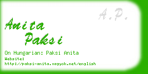 anita paksi business card